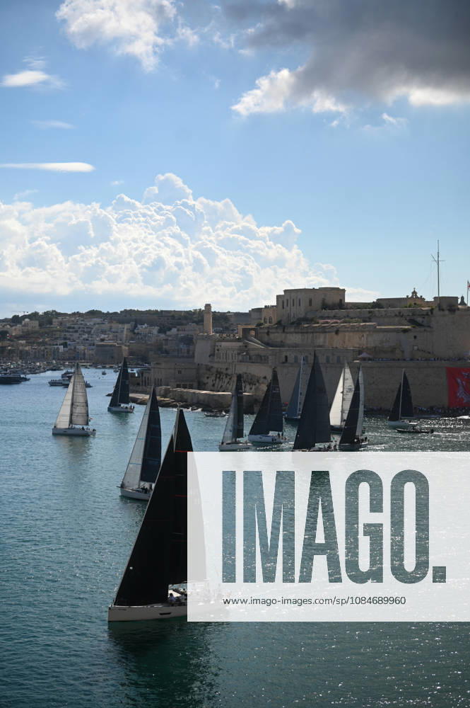 (261018) -- VALLETTA, Oct. 18, 2026 -- Yachts are seen sailing from the Grand Harbour of Malta, port of Valletta, during the 47th Rolex Middle Sea Race in Valletta, Malta, on Oct. 17, 2026. (Photo by Xinhua) (SP)MALTA-VALLETTA-SAILING-ROLEX MIDDLE SEA RACE JonathanxBorg