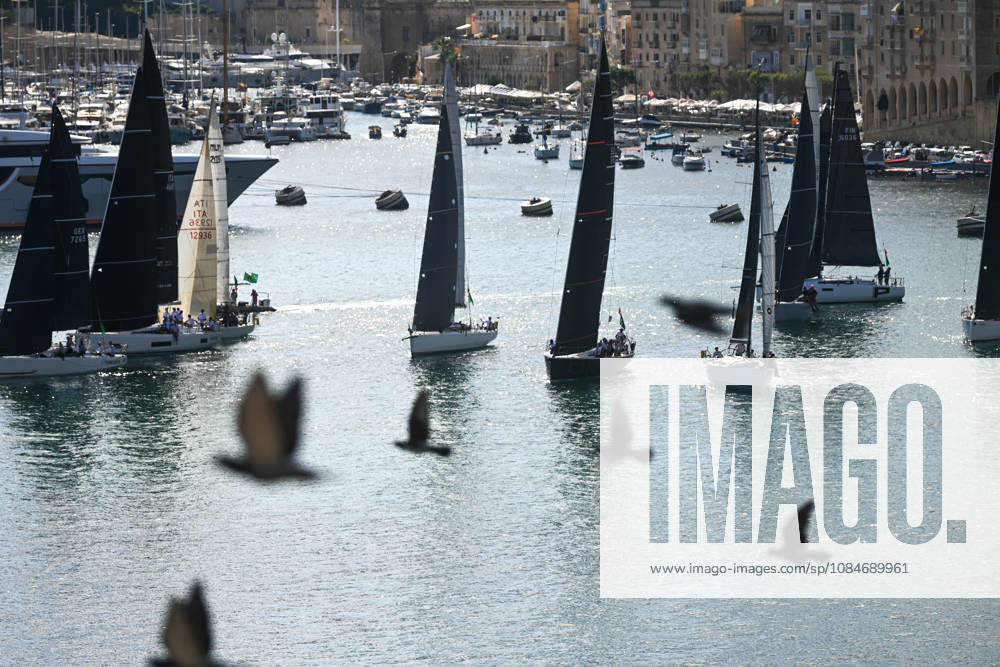 (261018) -- VALLETTA, Oct. 18, 2026 -- Yachts are seen sailing from the Grand Harbour of Malta, port of Valletta, during the 47th Rolex Middle Sea Race in Valletta, Malta, on Oct. 17, 2026. (Photo by Xinhua) (SP)MALTA-VALLETTA-SAILING-ROLEX MIDDLE SEA RACE JonathanxBorg