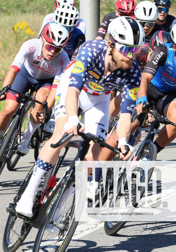 Utsunomiya, Japan - American cyclist Quinn Simmons (C) of Lidl-Trek crosses the finish line of the Utsunomiya Japan Cup Cycle Road Race while Irish Ben Healey (R) of EF Education - Easy Post follows him in Utsunomiya, 100km north of Tokyo on Sunday, October 18, 2026. Quin Simmons won the 144km race and Healey finished the runner-up. (photo by Yoshio Tsunoda AFLO) Noxthirdxpartyxsales 0869839629st YoshioxTsunodax