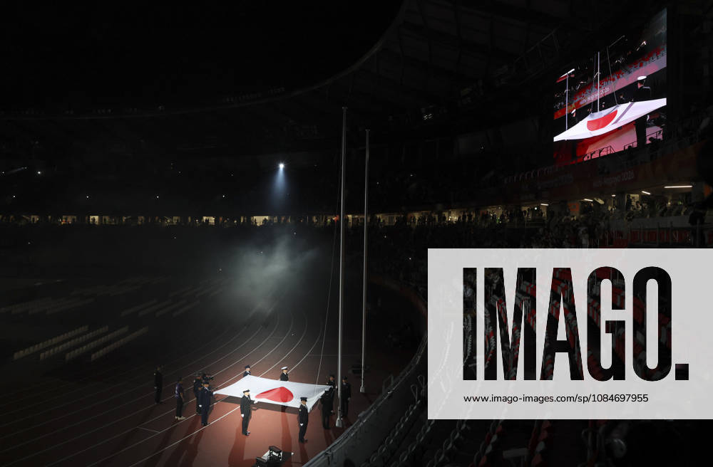 (261018) -- NAGOYA, Oct. 18, 2026 -- The Japanese national flag is carried during the opening ceremony of the Aichi-Nagoya Asian Para Games in Nagoya, Japan, Oct. 18, 2026. ) (SP)JAPAN-NAGOYA-ASIAN PARA GAMES-OPENING CEREMONY YaoxQilin