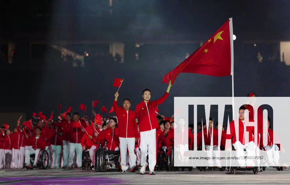 (261018) -- NAGOYA, Oct. 18, 2026 -- The delegation of China parades into the stadium during the opening ceremony of the Aichi-Nagoya Asian Para Games in Nagoya, Japan, Oct. 18, 2026. ) (SP)JAPAN-NAGOYA-ASIAN PARA GAMES-OPENING CEREMONY JiaxHaocheng