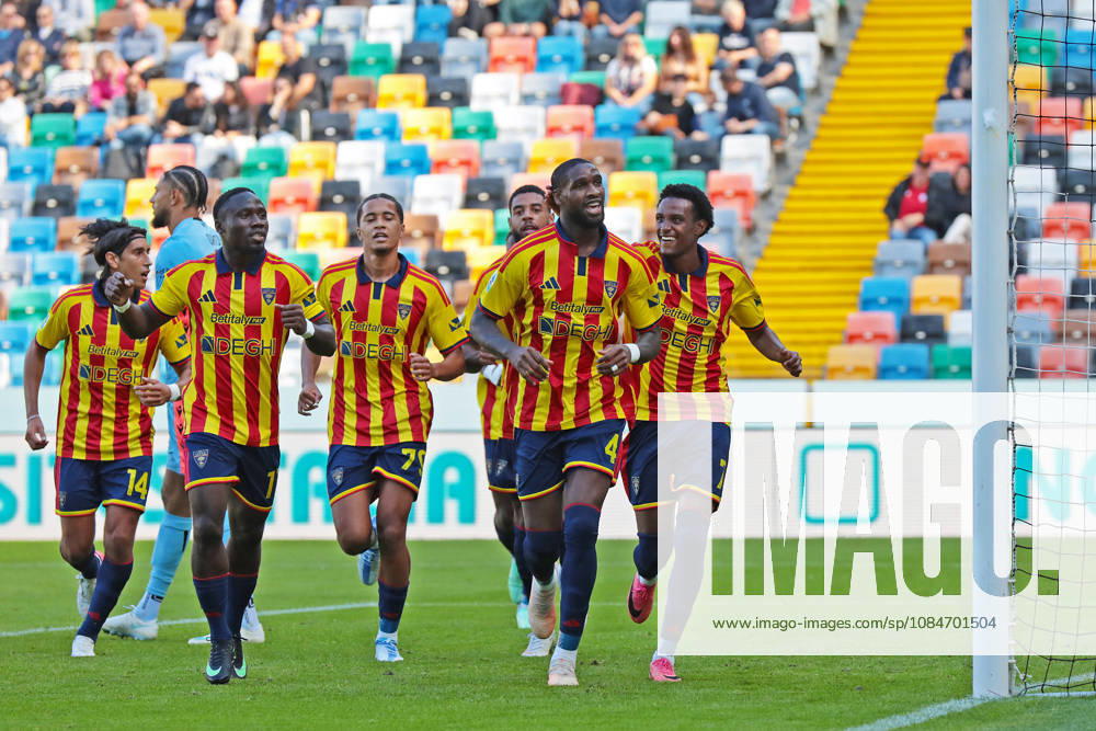 Lecce s gaspar celebrates after scoring the 0-1 goal for his team during the Serie A soccer match between Udinese and Lecce at the Friuli Stadium in Udine, north east Italy - October 18, 2026. - Soccer
