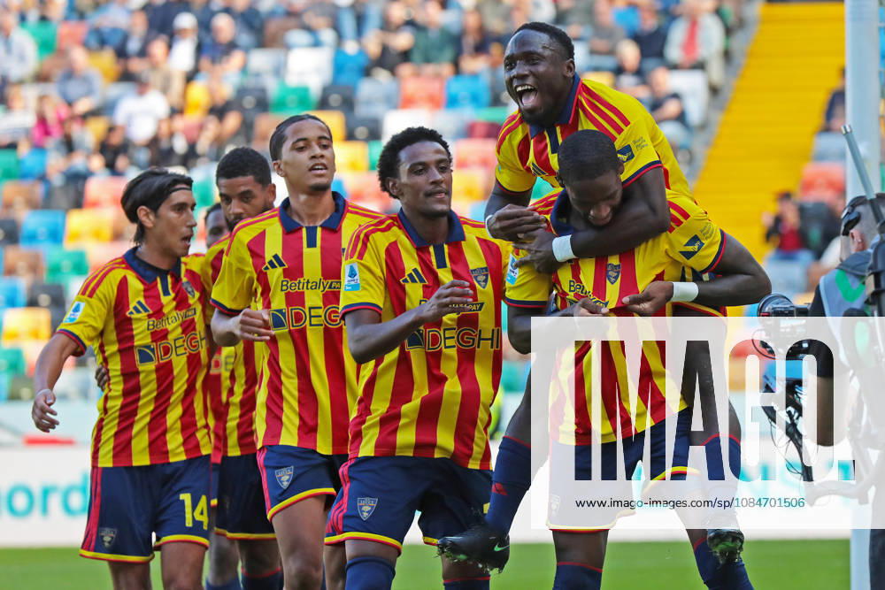 Lecce s gaspar celebrates after scoring the 0-1 goal for his team during the Serie A soccer match between Udinese and Lecce at the Friuli Stadium in Udine, north east Italy - October 18, 2026. - Soccer