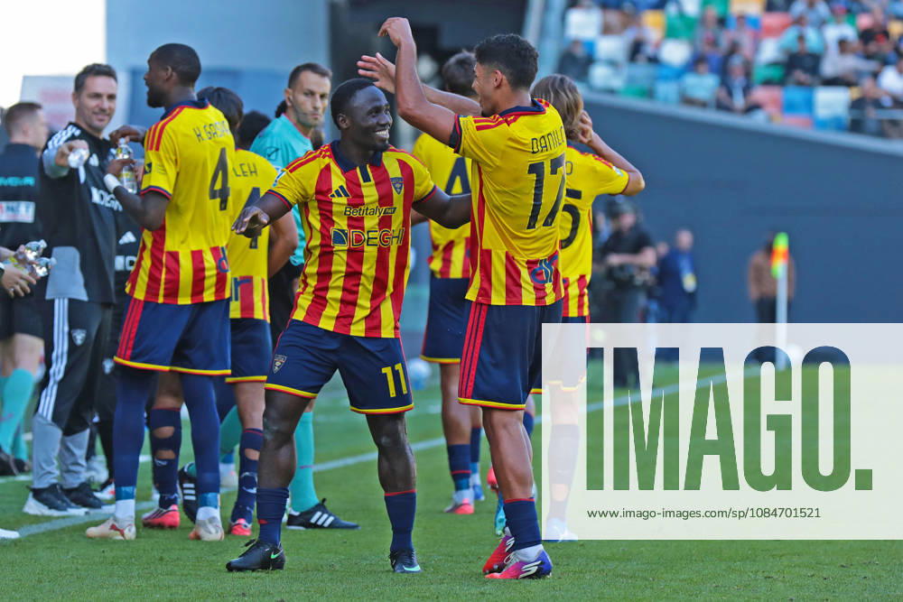 Lecce’s konan n dri celebrates after scoring the 2-0 goal for his team during the Serie A soccer match between Udinese and Lecce at the Friuli Stadium in Udine, north east Italy - October 18, 2026. - Soccer