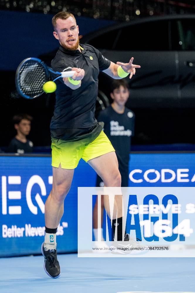 Remy Bertola of Switzerland pictured in action during the European Open ATP, Tennis Herren tennis tournament in Brussels, on Sunday 18 October. This year s edition of the tournament is taking place from 17 to 25 October JASPERxJACOBS x190193005x