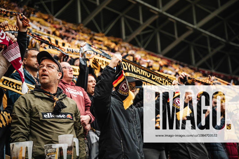 Pictured: Fan wearing a Dynamo scarf, October 18, 2026; SG Dynamo Dresden vs. 1. FC Magdeburg; Bundesliga Matchday 8; soccer; Germany; Dresden; Rudolf Harbig Stadium