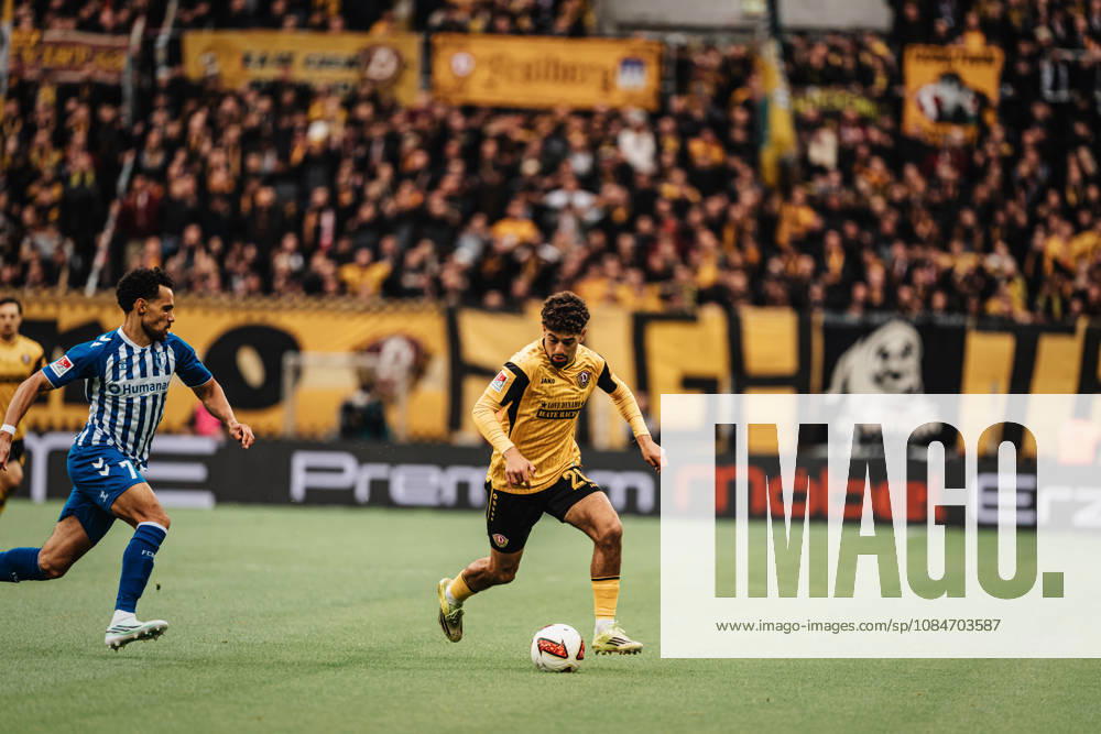 Pictured: Ben Bobzien, 20, of SG Dynamo Dresden, attacking the goal of 1 FC Magdeburg on October 18, 2026; SG Dynamo Dresden vs. 1 FC Magdeburg, Bundesliga Matchday 8, soccer, Germany, Dresden, Rudolf Harbig Stadium