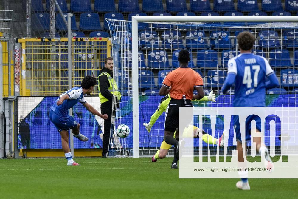 Goal scorer Yasin Zor (TSG II, 10) scores the goal to make it 2–0; goal, highlight, action, play, 18 October 2026, Sinsheim, Germany, soccer, 3. Liga, TSG 1899 Hoffenheim II vs. SC Verl, DFB and DFL regulations prohibit any use of photographs as image sequences and or quasi-video