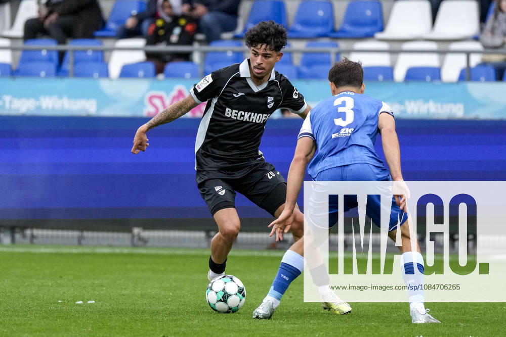 From left: Andre Leipold (Verl), 20; Sean Dulic (TSG II), 3; tackle, game scene, duel, duel, tackle, tackling, dynamics, action, 10 18 2026, Sinsheim, Germany, soccer, 3rd Division, TSG 1899 Hoffenheim II vs. SC Verl, DFB and DFL regulations prohibit any use of photographs as image sequences and or quasi-video