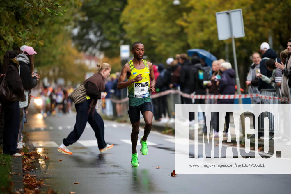18th October 2026; Amsterdam, Netherlands; TCS Amsterdam Marathon; A runner from South Africa runs along Beethovenstraat AnthonyxBenoit