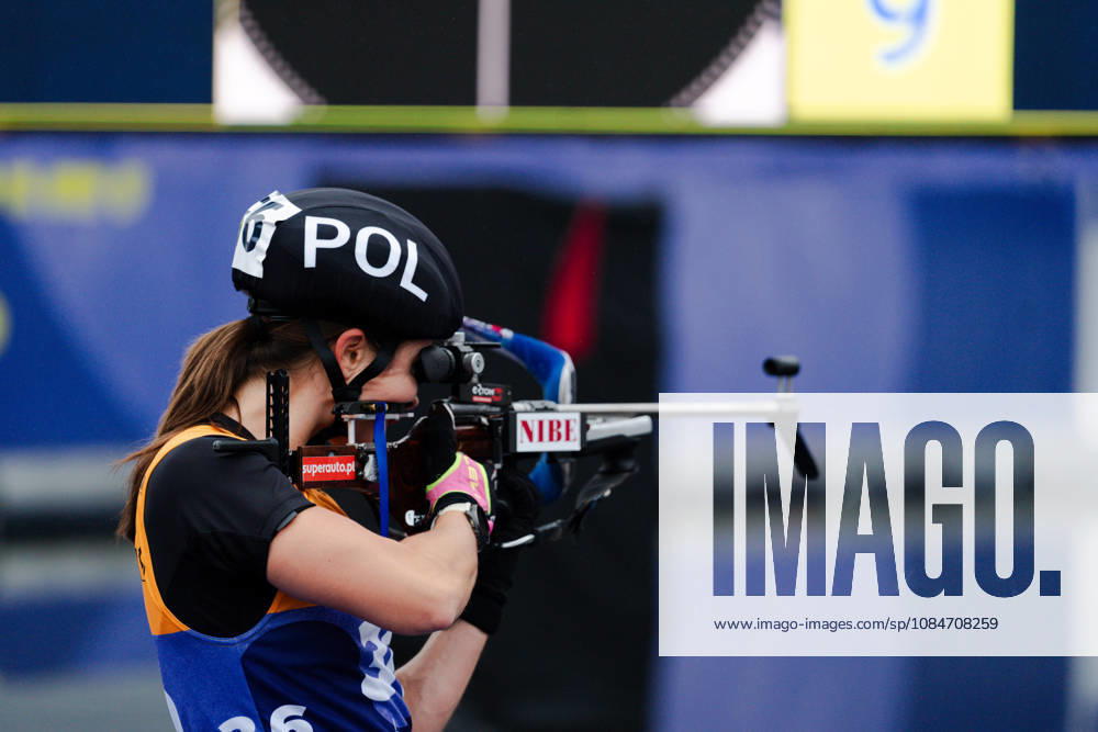 GER, Biathlon, Women, IBU Biathlon Loop One Festival 2026, 2026–2027 Season, Women’s Super Sprint Qualification Heat 1–4: Kamila Zuk (POL), 36, warming up at the shooting range in Munich’s Olympiapark, Bavaria, Germany