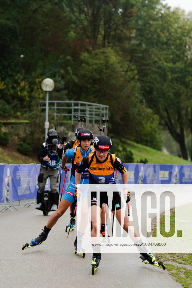 GER, Biathlon, Women, IBU Biathlon Loop One Festival 2026, 2026–2027 Season, Women’s Super Sprint Qualification Heat 1: 4 Janina Hettich Walz (GER), 3, Lisa Vittozzi (ITA), 1 in the lead; Munich Olympic Park, Bavaria, Germany