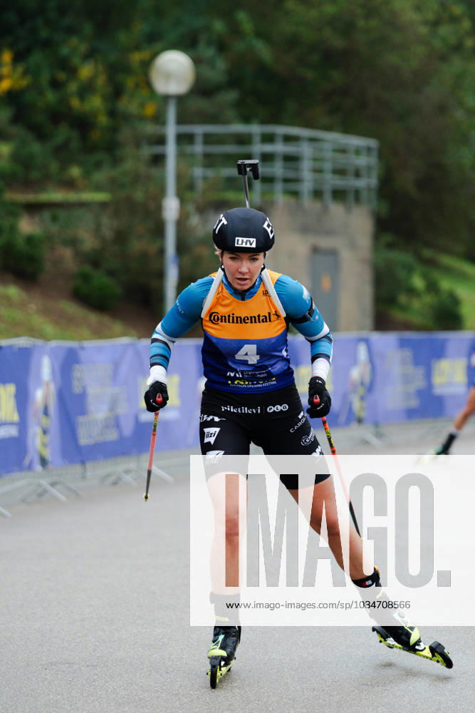 GER, Biathlon, Women, IBU Biathlon Loop One Festival 2026, 2026–2027 Season, Women’s Super Sprint Qualification, Heat 1–4: Regina Ermits (EST), 4th in the turn, Munich Olympic Park, Bavaria, Germany