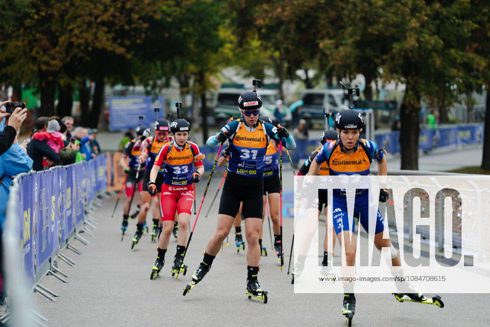 GER, Biathlon, Women, IBU Biathlon Loop One Festival 2026, 2026–2027 Season, Women’s Super Sprint Qualifying Heat 1: 4 Oceane Michelon (FRA), 32; Julia Tannheimer (DEU), 34; Suvi Minkkinen (FIN), 31; Marthe K. Johansen (NOR), 33 in the lead; Munich Olympic Park, Bavaria, Germany