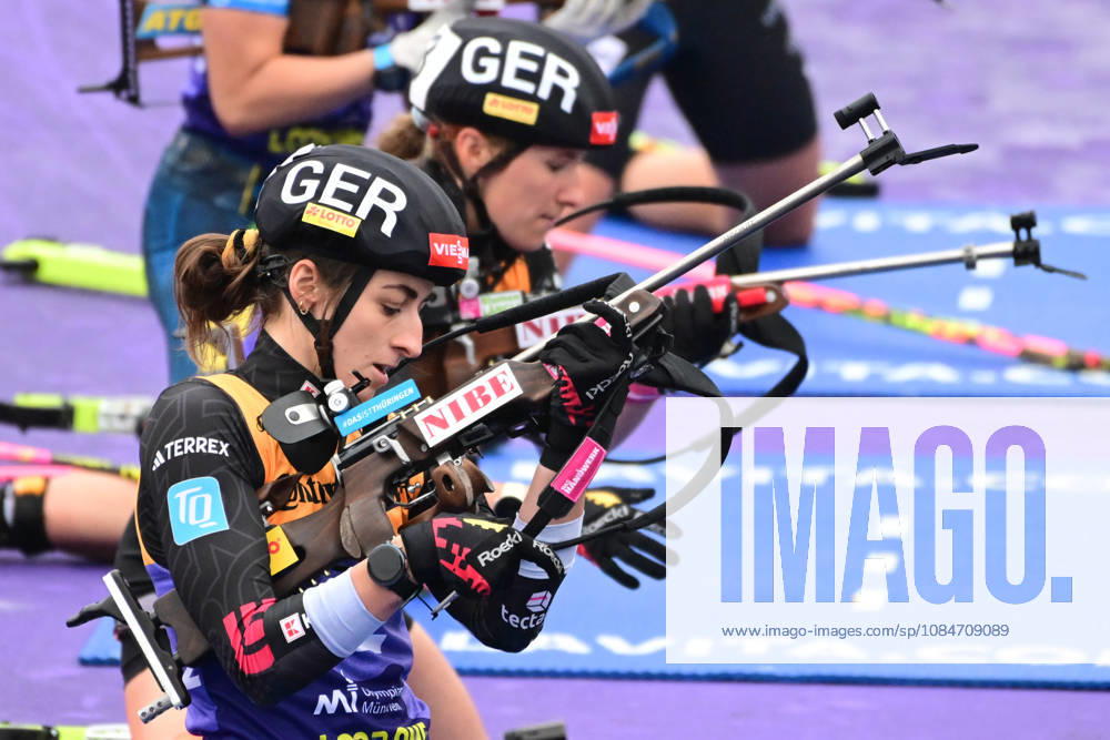 BIATHLON: Vanessa Voigt (GER) and Janina Hettich-Walz (GER) at the Women’s and Men’s Super Sprint Qualifier during the Loop One Biathlon Opening Festival at the Olympic Park in Munich on October 18, 2026, Germany, Bavaria, Munich, Hans-Jochen-Vogel-Platz, Olympic Park, Bavaria, Germany