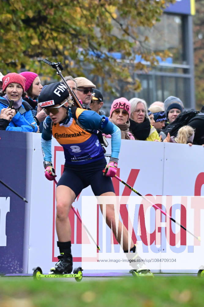 BIATHLON: Venla Lehtonen (FIN) at the Women s and Men s Super Sprint Qualifier during the Loop One Biathlon Opening Festival at the Olympic Park in Munich on October 18, 2026, Germany, Bavaria, Munich, Hans-Jochen-Vogel-Platz, Olympic Park, Bavaria, Germany