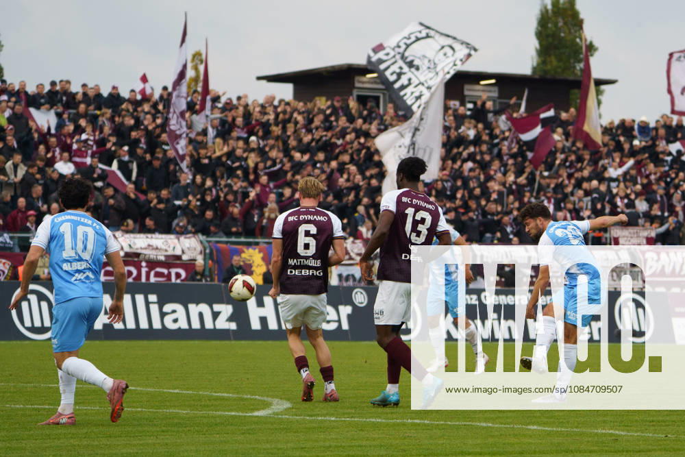 Pictured: Tom Baumgart of Chemnitzer FC, 29, taking a shot on goal on October 18, 2026, BFC Dynamo vs. Chemnitzer FC, Regionalliga Nordost, 2026–27 season, Sportforum Hohenschoenhausen
