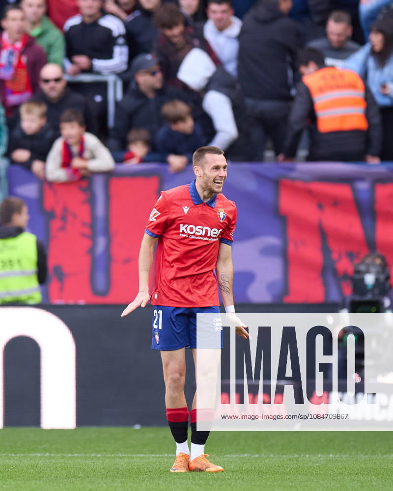 Jonathan Dubasin of CA Osasuna celebrates after scoring the team s first goal which was later disallowed by VAR during the LaLiga EA Sports match between CA Osasuna and Real Racing Club de Santander at El Sadar on October 18, 2026, in Pamplona, Spain. CA Osasuna V Racing De Santander - LaLiga EA Sports - ZUMAa181 20261018_zaa_a181_100