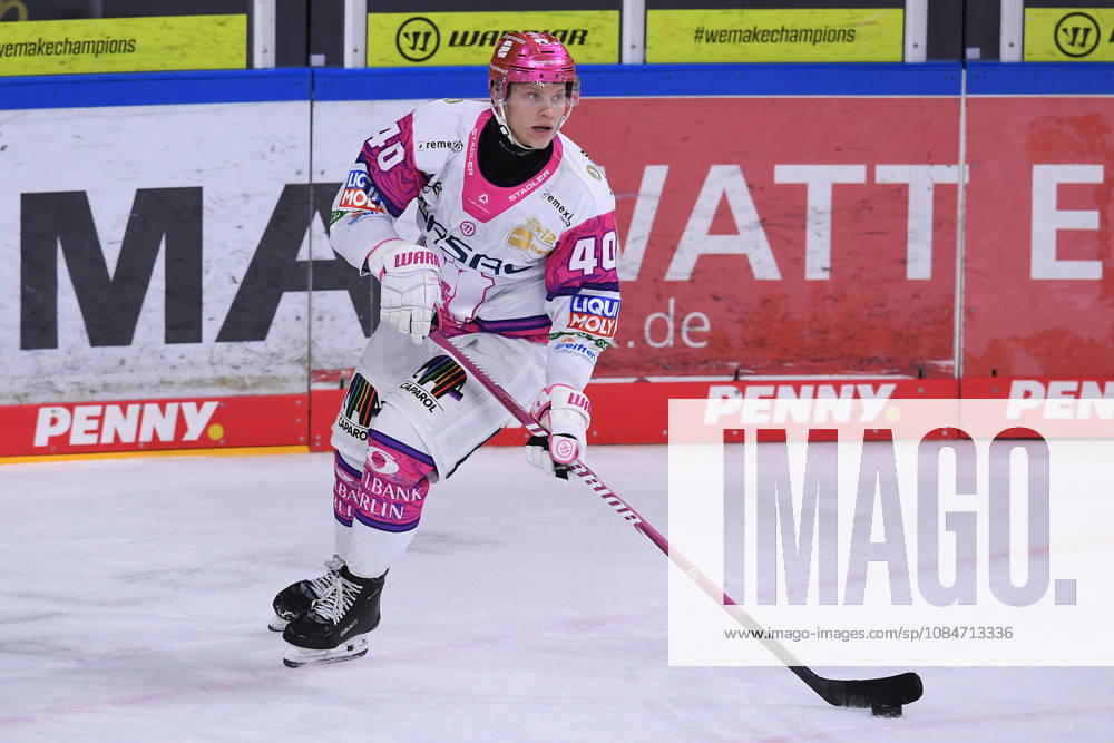 Ice Hockey: DEL Matchday 10—Krefeld Pinguine vs. Eisbären Berlin on October 18, 2026, at the Yayla Arena in Krefeld. Korbinian Geibel, Berlin. In accordance with the guidelines of the DEL (German Ice Hockey League), the publication and further use of the footage in electronic media and ondevices of any kind is not permitted while the game is in progress xRx