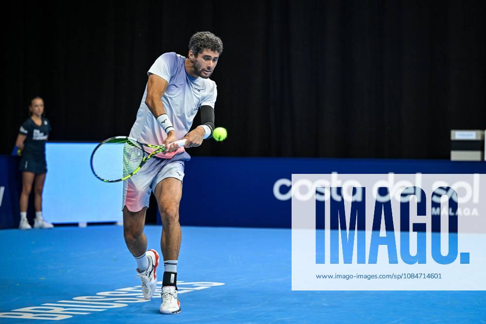 Aziz Dougaz of Tunisia pictured in action during the European Open ATP, Tennis Herren tennis tournament in Brussels, on Saturday 18 October. This year s edition of the tournament is taking place from 17 to 25 October DAVIDxPINTENS x190207623x