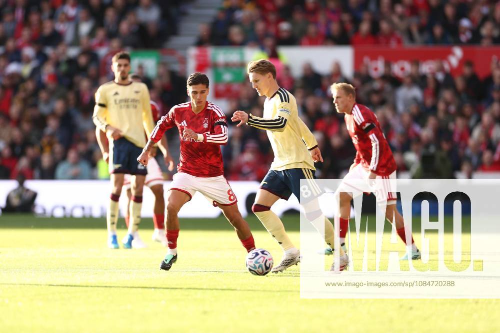 Nicolas Dominguez of Nottingham Forest and Martin Odegaard of Arsenal Nottingham Forest v Arsenal, Premier League, Football, City Ground, Nottingham, UK - 18 Oct 2026Nottingham City Ground United Kingdom