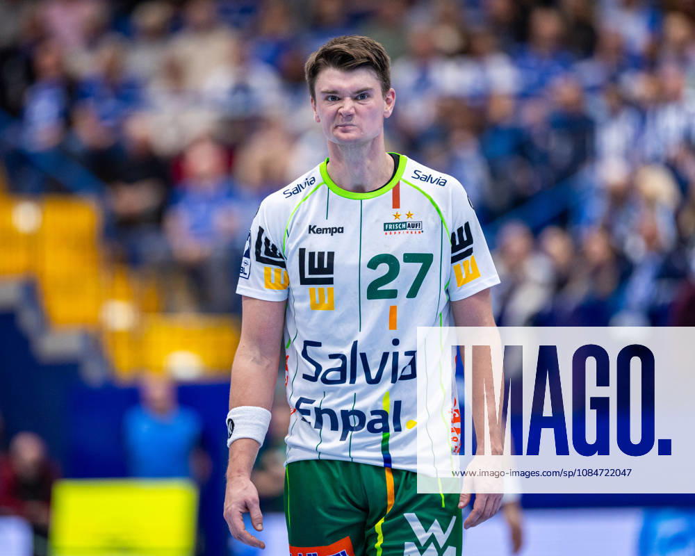 Oskar Sunnefeldt, Frisch Auf Göppingen, 27, reacts angrily GER, TBV Lemgo Lippe vs. Frisch Auf Göppingen, Handball, 1st Bundesliga, Matchday 9, 2026–2027 season, October 18, 2026 GER, TBV Lemgo Lippe vs. Frisch Auf Goeppingen, Handball, 1st Bundesliga, Matchday 9, 2026–2027 season, October 18, 2026 Lemgo
