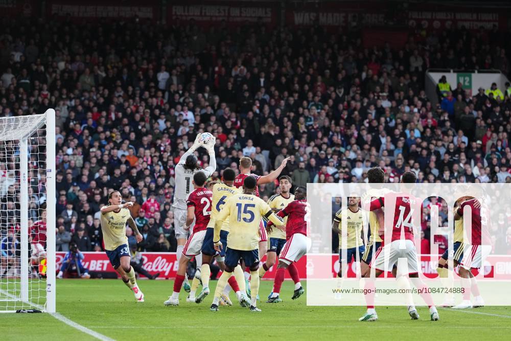 David Raya of Arsenal catches the ball following a corner Nottingham Forest v Arsenal, Premier League, Football, The City Ground, Nottingham, UK - 18 Oct 2026Nottingham The City Ground United Kingdom