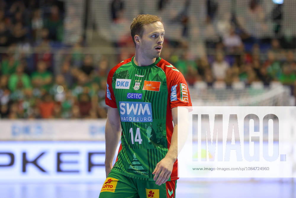 Opel HBL SC Magdeburg vs. TVB Stuttgart, from left: Omar, Ingi, Magnusson (Magdeburg), 14 (Magdeburg)