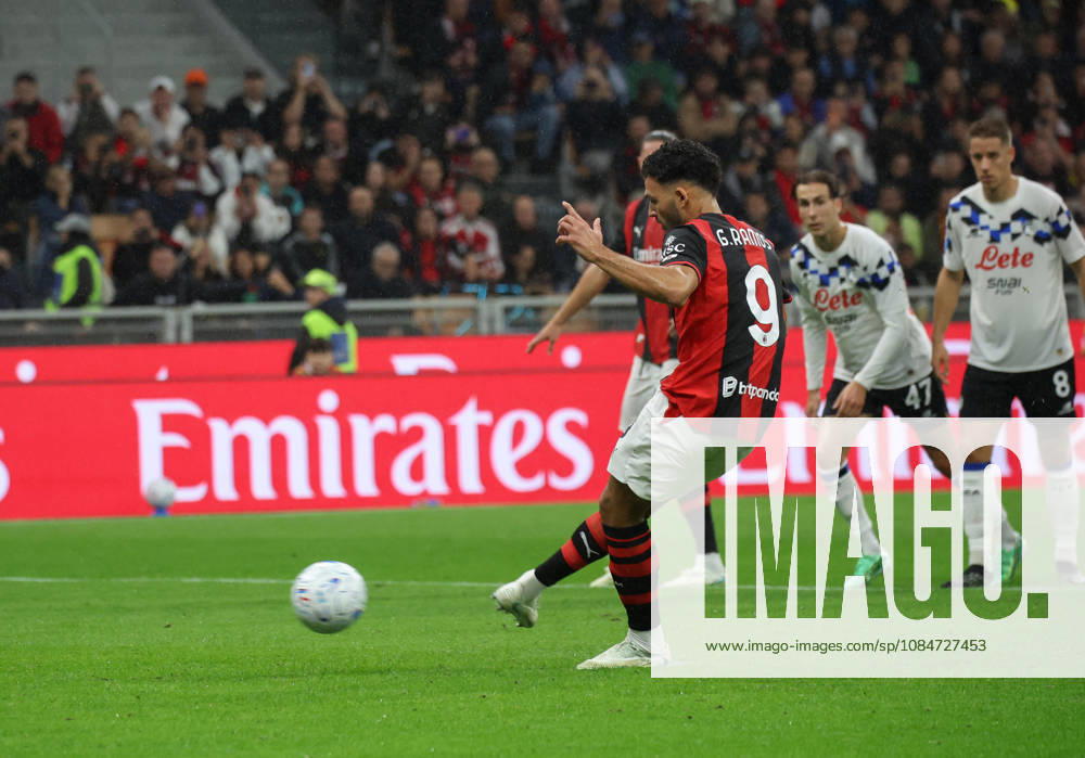 AC Milan forward Goncalo Ramos scores goal during the Italian Serie A soccer match AC Milan vs Atalanta at Giuseppe Meazza Stadium in Milan, Italy,18 October 2026. ANSA ROBERTO BREGANI. Soccer: Serie A; AC Milan-Atalanta - ZUMAa110 20261018_zaf_a110_037