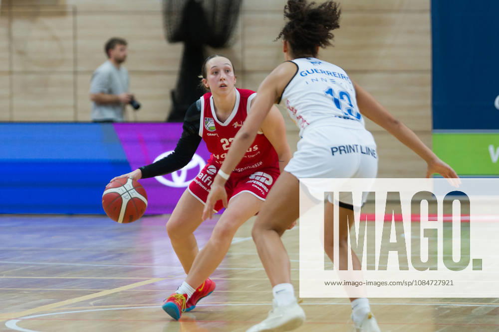 Jordan King Lions, 23, Sara Guerreiro Marburg, 13, Halfit Lions vs. BC Marburg Blue Dolphins, Women s Basketball, 1st Bundesliga, DBBL, Matchday 3 of the 2026–27 season, October 18, 2026, SWH Arena, Saxony-Anhalt, Germany