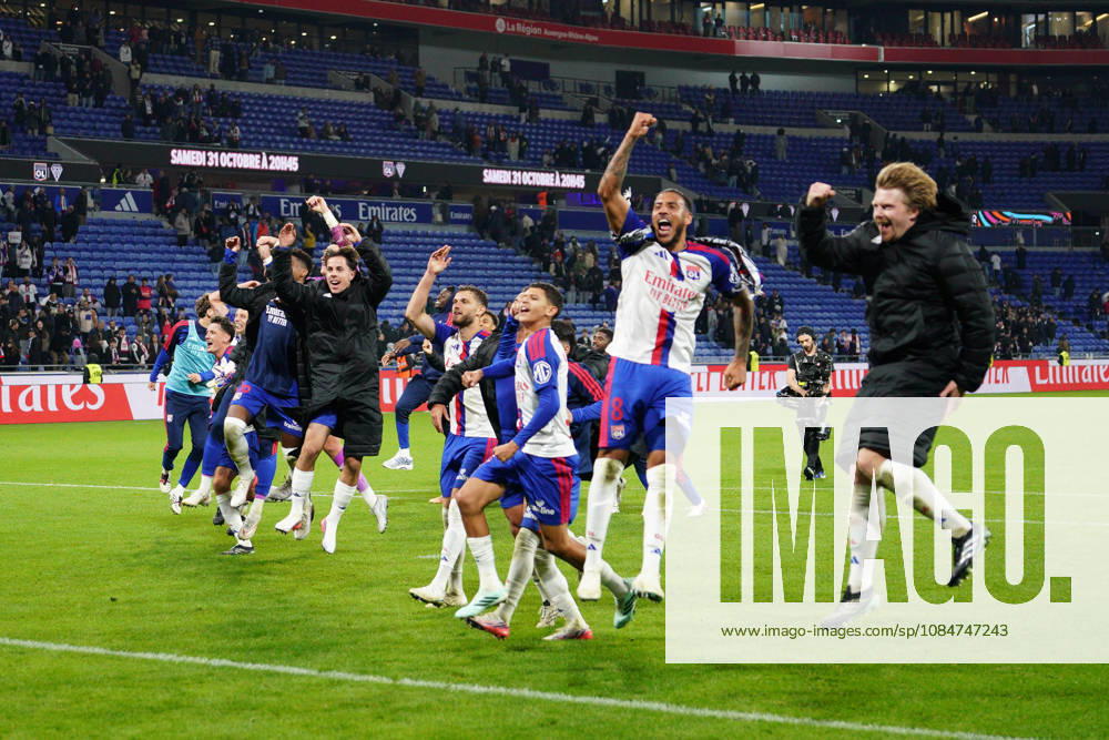 Olympique Lyonnais v OGC Nice - Ligue 1 McDonald s 2026 2027 Khalis MERAH and CorentinTOLISSO of Olympique Lyonnais celebrates the victory during Ligue 1 McDonald s match between Lyon and Nice at Groupama Stadium on October 18, 2026 in Lyon, France. Lyon France
