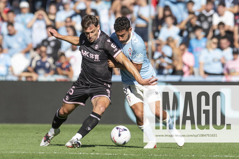 La Liga: EA Sports RC Celta vs. Deportivo Alavés. Lucas Boye of Alavés and Mihailo Ristic of Celta during Matchday 9: RC Celta vs. Deportivo Alavés on October 18, 2026, at Abanca Balaidos Stadium, Vigo, Spain