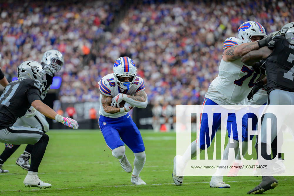 SHAKIR 10 of Buffalo Bills on the offense during week 6 NFL, American Football Herren, USA game at the Allegiant stadium in Las Vegas The Buffalo Bills Defeated The Las Vegas Raiders 33-30 - ZUMAo117 20261018_zsp_o117_026