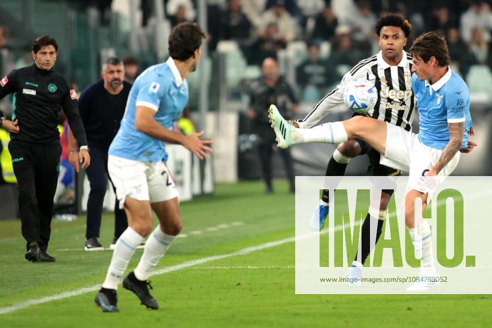 2026-10-18 Juventus FC v SS Lazio - Serie A 2026 27 TURIN, ITALY - OCTOBER 18: Weston McKennie of Juventus, Andrea Pinamonti of SS Lazio during the Serie A 2026 27 match between Juventus FC and SS Lazio at Allianz Stadium on October 18, 2026 in Turin, Italy. (Photo by Nderim Kaceli BSR Agency) Turin Italy Content not available for redistribution in The Netherlands directly or indirectly through any third parties.
