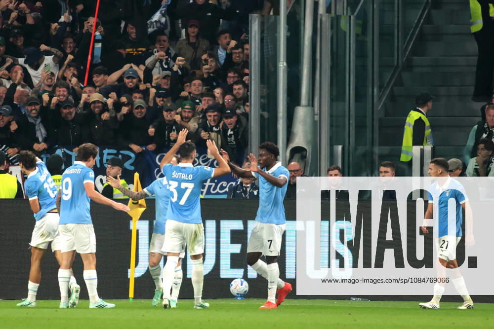 2026-10-18 Juventus FC v SS Lazio - Serie A 2026 27 TURIN, ITALY - OCTOBER 18: Andrea Pinamonti of SS Lazio, Josip Sutalo of SS Lazio, Fisayo Dele Bashiru of SS Lazio, Reda Belahyane of SS Lazio during the Serie A 2026 27 match between Juventus FC and SS Lazio at Allianz Stadium on October 18, 2026 in Turin, Italy. (Photo by Nderim Kaceli BSR Agency) Turin Italy Content not available for redistribution in The Netherlands directly or indirectly through any third parties.