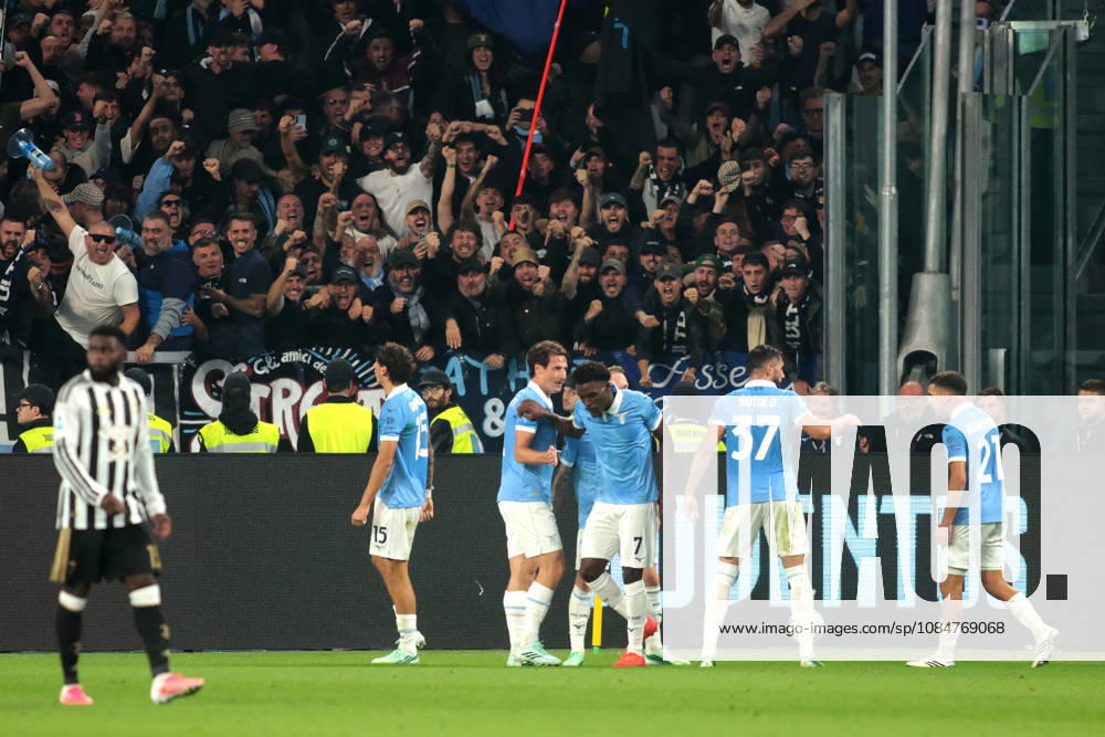 2026-10-18 Juventus FC v SS Lazio - Serie A 2026 27 TURIN, ITALY - OCTOBER 18: Romano Floriani of SS Lazio, Andrea Pinamonti of SS Lazio, Josip Sutalo of SS Lazio, Fisayo Dele Bashiru of SS Lazio, Reda Belahyane of SS Lazio during the Serie A 2026 27 match between Juventus FC and SS Lazio at Allianz Stadium on October 18, 2026 in Turin, Italy. (Photo by Nderim Kaceli BSR Agency) Turin Italy Content not available for redistribution in The Netherlands directly or indirectly through any third parties.