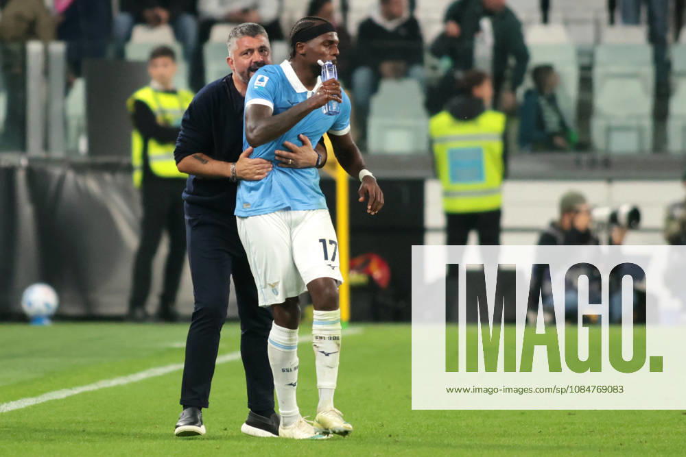 2026-10-18 Juventus FC v SS Lazio - Serie A 2026 27 TURIN, ITALY - OCTOBER 18: Coach Gennaro Gattuso of SS Lazio, Nuno Tavares of SS Lazio during the Serie A 2026 27 match between Juventus FC and SS Lazio at Allianz Stadium on October 18, 2026 in Turin, Italy. (Photo by Nderim Kaceli BSR Agency) Turin Italy Content not available for redistribution in The Netherlands directly or indirectly through any third parties.