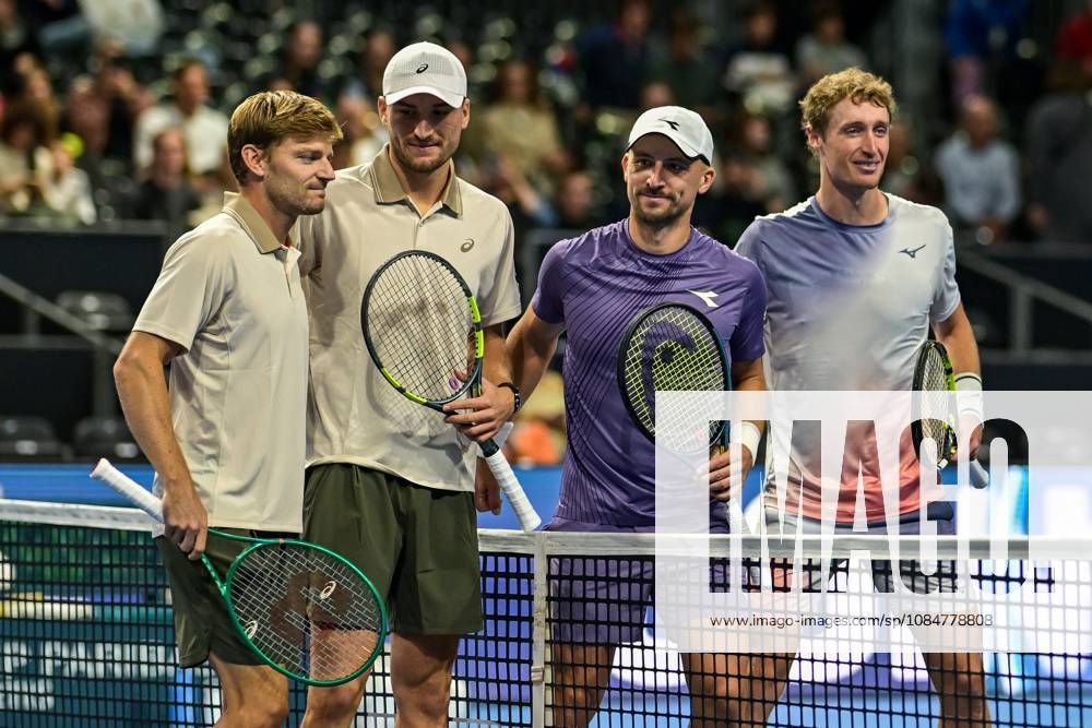 David Goffin of Belgium, Raphael Collignon of Belgium, Marc Polmans of Austria, Jan Zielinski of Poland pictured before the European Open ATP, Tennis Herren tennis tournament in Brussels, on 19 October. This year s edition of the tournament is taking place from 17 to 25 October DAVIDxPINTENS x190308384x