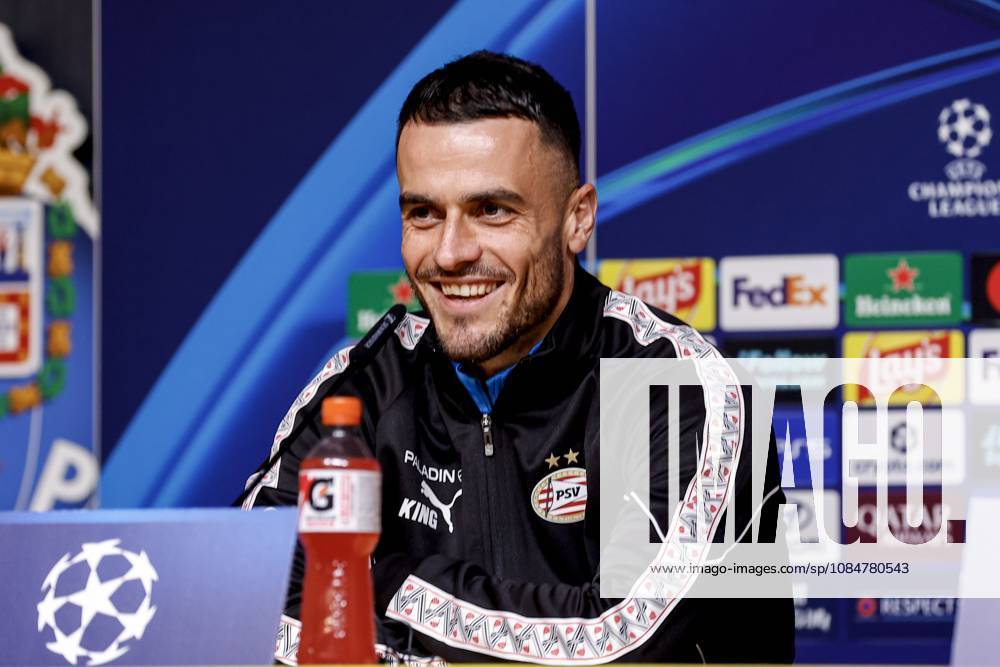 , Estadio do Dragao , season 2026 2027 , UEFA Champions League football , press conference, PK, Pressekonferenz PSV , Picture shows PSV Player Filip Kostic during the press conference Press conference and training PSV x208819908x