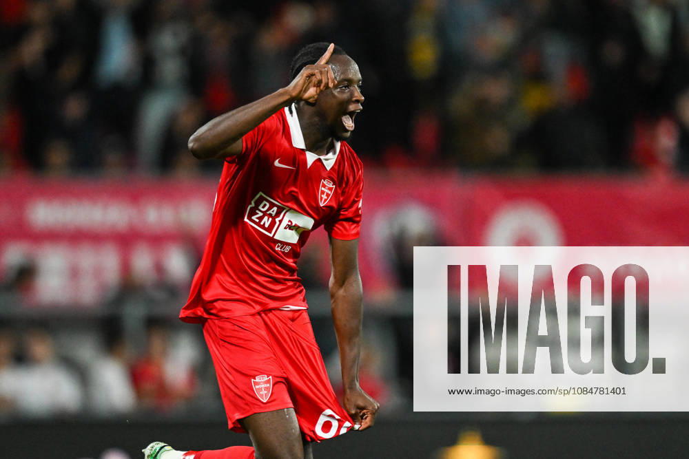 Eddy Kouadio of AC Monza celebrating after a goal during the Serie A soccer match between AC Monza and Cagliari Calcio the Brianteo Stadium in Monza, north Italy - October 19, 2026. - Soccer.
