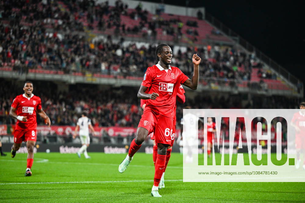 Eddy Kouadio of AC Monza celebrating after a goal during the Serie A soccer match between AC Monza and Cagliari Calcio the Brianteo Stadium in Monza, north Italy - October 19, 2026. - Soccer.