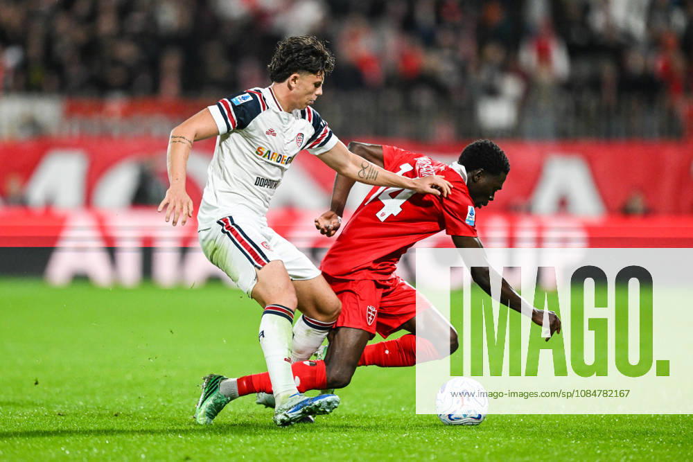 Alessandro Romano of Cagliari Calcio in action during the Serie A soccer match between AC Monza and Cagliari Calcio the Brianteo Stadium in Monza, north Italy - October 19, 2026. - Soccer.