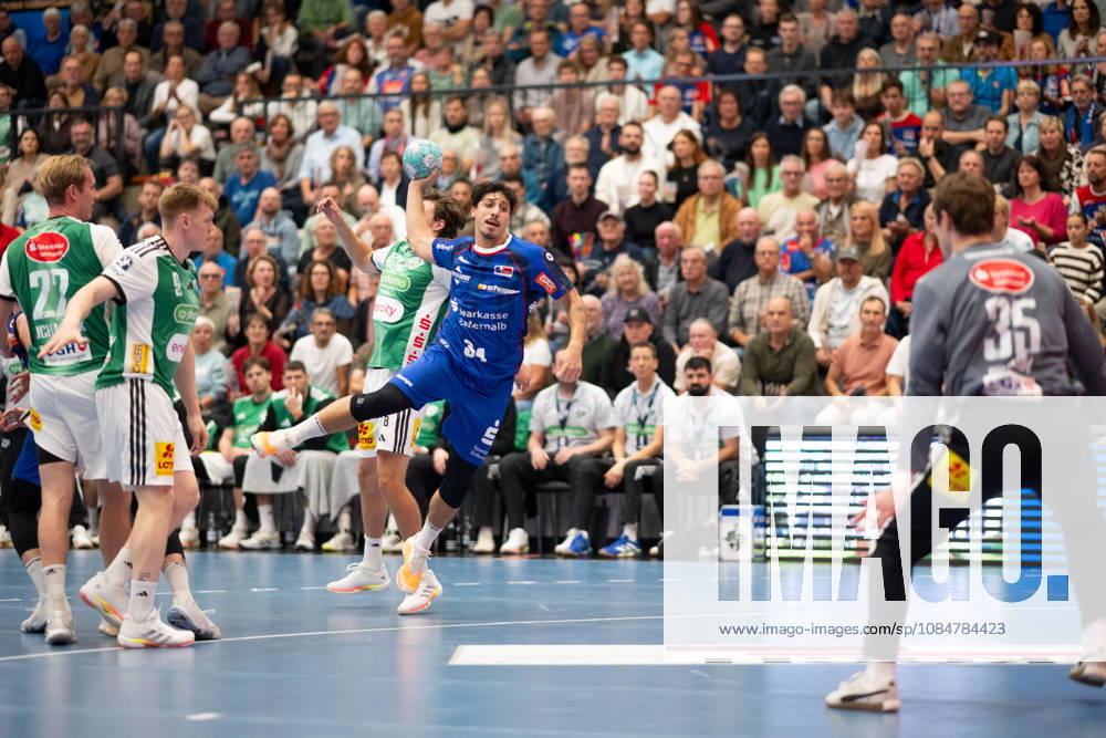 Yonatan Dayan, HBW Balingen Weilstetten, No. 34 at the circle, HBW Balingen Weilstetten vs. TSV Hannover Burgdorf, GER, Opel 1 Handball Bundesliga, Championship, Matchday 9, 2026–2027 Season, October 19, 2026, Eibner Press Photo: Andreas Ulmer, HBW Balingen Weilstetten vs. TSV Hannover Burgdorf, GER, Opel 1 Handball Bundesliga, Championship, Matchday 9, 2026–2027 Season, October 19, 2026, Balingen