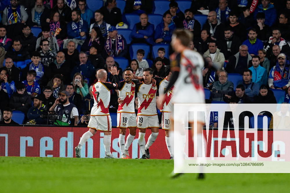 Alvaro Garcia of Rayo Vallecano celebrates after scoring his team s first goal with teammates during the Spanish League, LaLiga EA Sports, football match between Getafe CF and Rayo Vallecano at Coliseum de Getafe stadium on October 19, 2026, in Getafe, Spain. Getafe CF V Rayo Vallecano - LaLiga EA Sports - ZUMAa181 20261019_zaa_a181_028