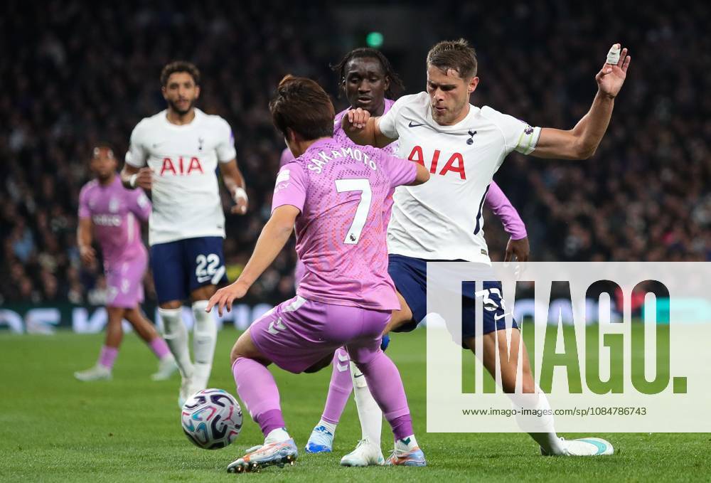 Tatsuhiro Sakamoto of Coventry City is challenged by Micky van de Ven of Tottenham Hotspur Tottenham Hotspur v Coventry City, Premier League, Football, Tottenham Hotspur Stadium, London, UK, 19 10 2026, England - 19 Oct 2026London Tottenham Hotspur Stadium England United Kingdom