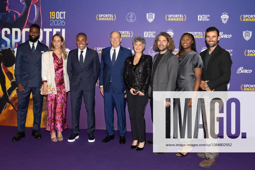 SPORTEL AWARDS MONACO 2026 Members Jury, Nicolas Nkoulou, Lisa Pou, Kilian Bron, H.S.H. Prince Albert II of Monaco, Catherine Steenkeste, Sonny Anderson, Julien Doucet and Siraba Dembele -Pavlovic attend Sportel Awards Ceremony on October 19, 2026 in Monte-Carlo, Monaco, Credit:thierry carpico Avalon