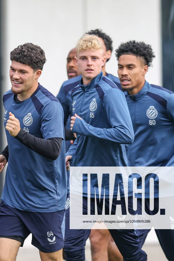 Club s Kyriani Sabbe; Club s Joaquin Seys and Club s Felix Lemarechal pictured during a training session of Belgian soccer team Club Brugge KV, Tuesday 20 October 2026 in Knokke-Heist. Club is preparing for the third game in the UEFA Champions League league phase against French team Racing Club de Lens tomorrow. BRUNOxFAHY x190373035x