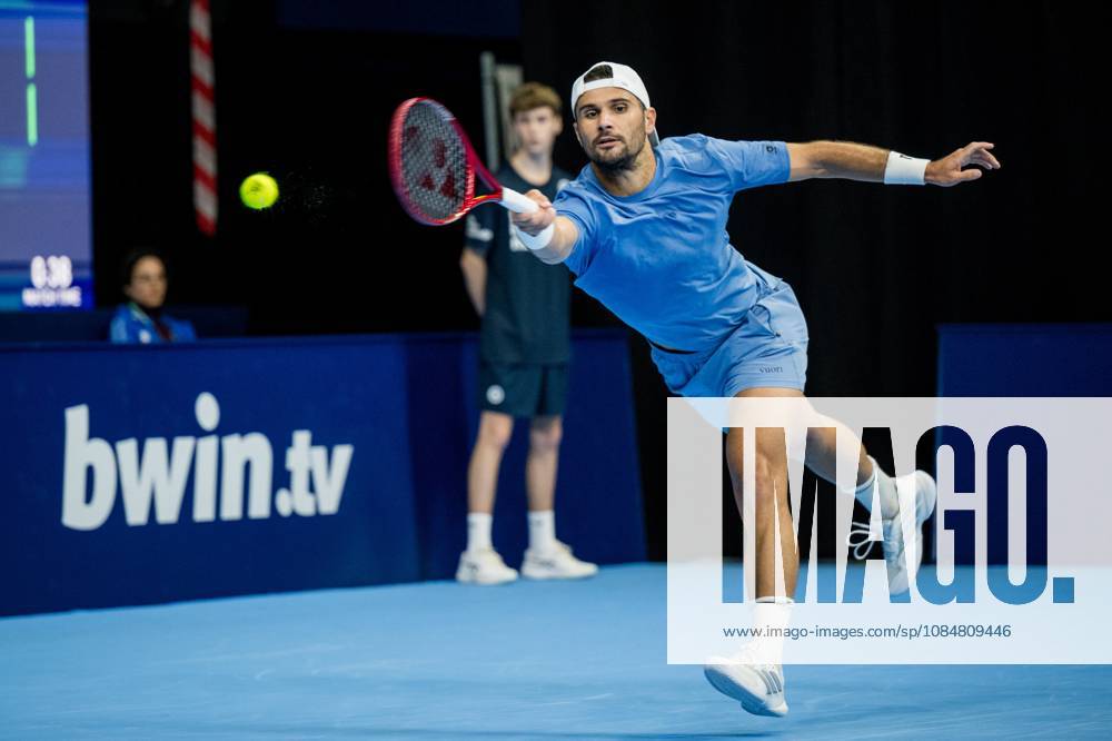 Marcos Giron of the United States pictured in action during the European Open ATP, Tennis Herren tennis tournament in Brussels, on Tuesday 20 October. This year s edition of the tournament is taking place from 17 to 25 October JASPERxJACOBS x190388795x