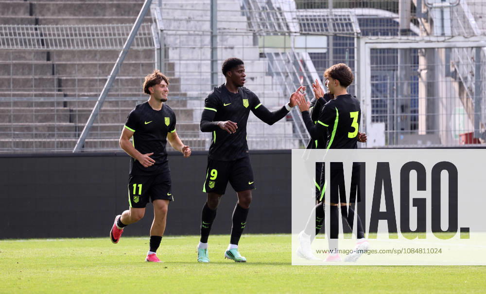 U19 VfB Stuttgart vs. U19 Atlético Madrid Germany, Stuttgart, October 20, 2026, Soccer, UEFA Youth League, 2026–2027 season, U19 VfB Stuttgart vs. U19 Atlético Madrid with Gabriel Obama; U19 Atlético Madrid celebrates goal 0–1 Obama