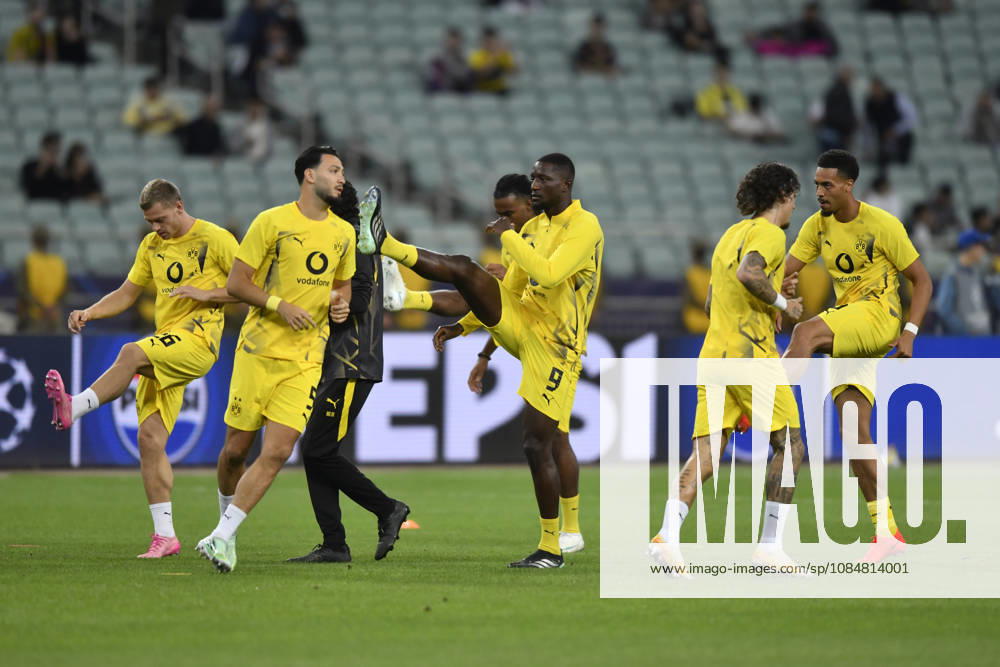 Sabah FC v Borussia Dortmund - UEFA Champions League 2026 27 League Phase MD3 BAKU, AZERBAIJAN - OCTOBER 20: Borussia Dortmund players are seen during the warm-up prior to the UEFA Champions League 2026 27 League Phase MD3 match between Sabah FC and Borussia Dortmund at Tofig Bahramov Stadium on October 20, 2026 in Baku, Azerbaijan. Baku Tofig Bahramov Stadium Azerbaijan